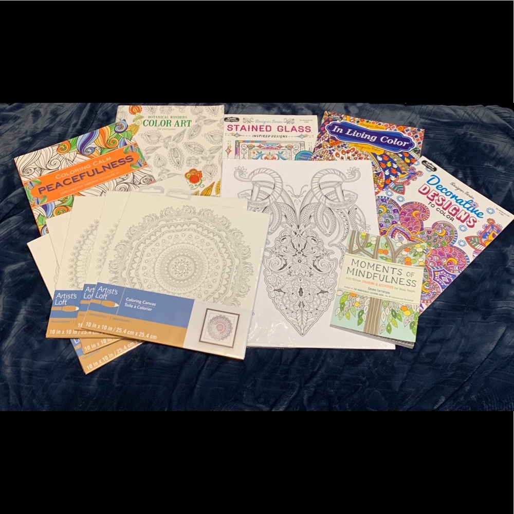 Coloring books, pages, and canvas